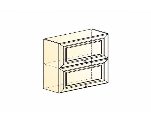 Монако Шкаф навесной L800 Н720 (2 дв. гл.гориз.) (Белый/Дуб европейский матовый)