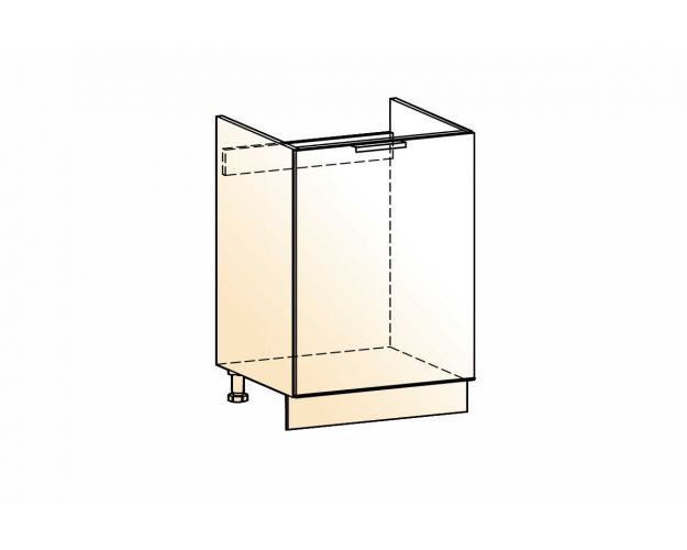 Стоун Шкаф рабочий под мойку L600 (1 дв. гл.) (белый/палисандр)