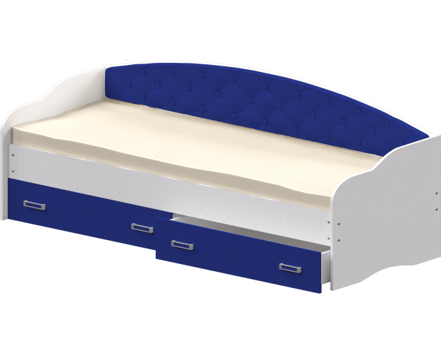 Кровать Софа-8 с мягкой спинкой (900х1900) Белый/Синий